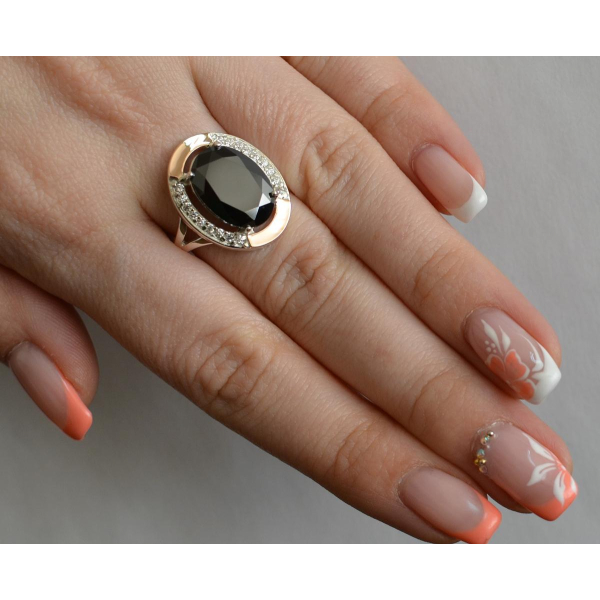 Серебряное кольцо со вставками из золота (037к)