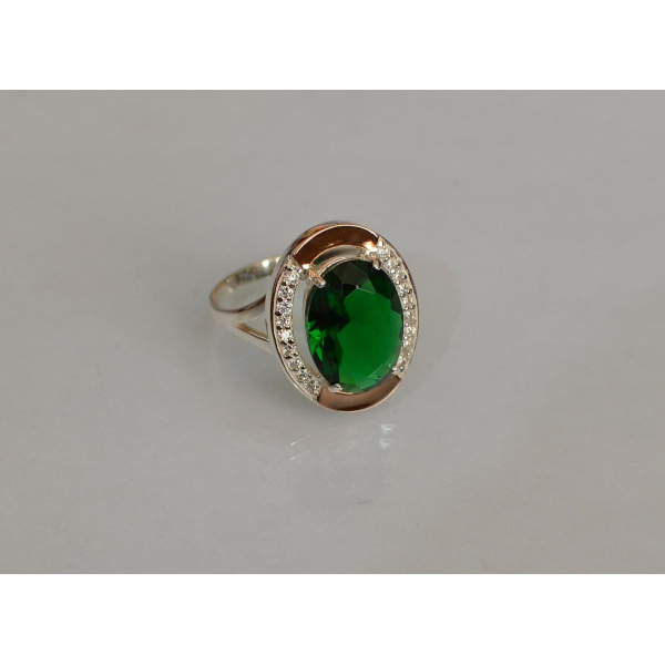 Серебряное кольцо со вставками из золота (037к)