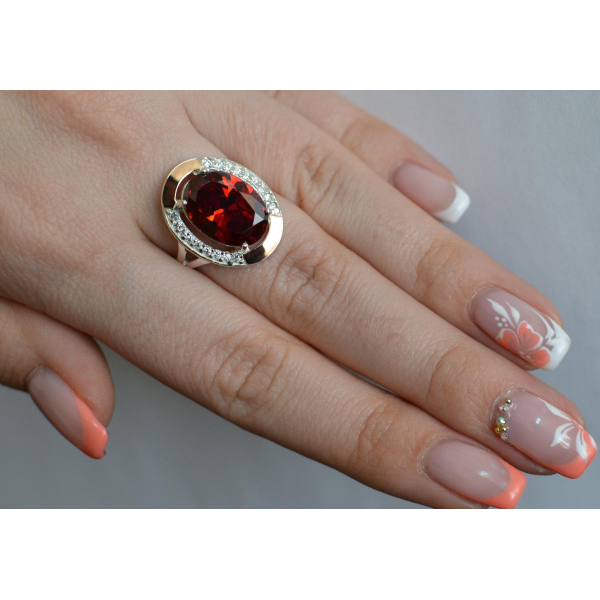 Серебряное кольцо со вставками из золота (037к)