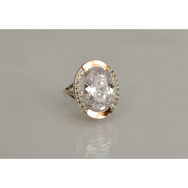 Серебряное кольцо со вставками из золота (037к)