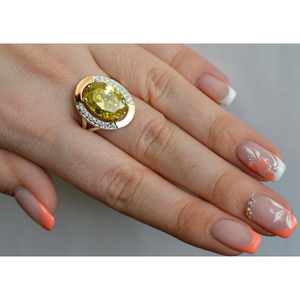 Серебряное кольцо со вставками из золота (037к)