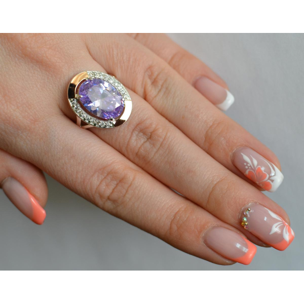 Серебряное кольцо со вставками из золота (037к)