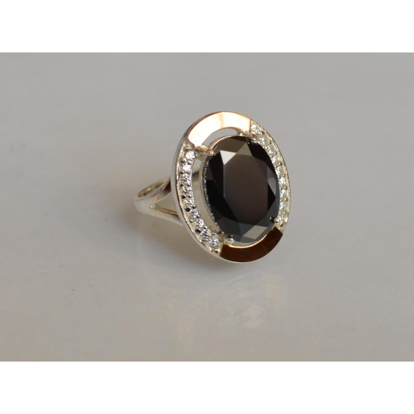 Серебряное кольцо со вставками из золота (037к)