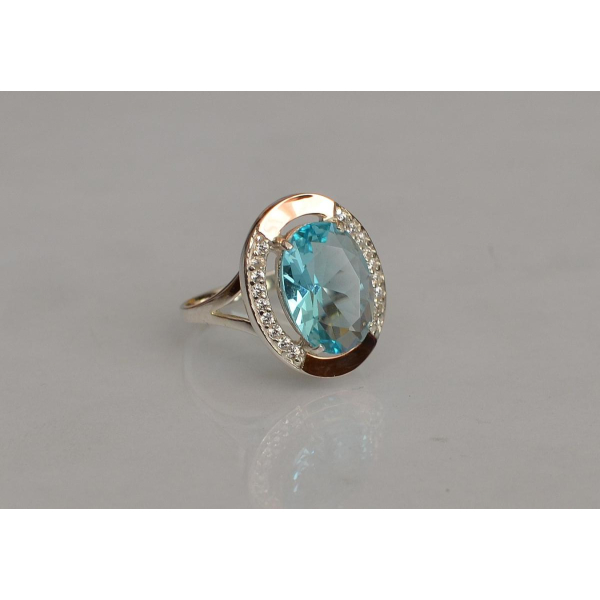 Серебряное кольцо со вставками из золота (037к)