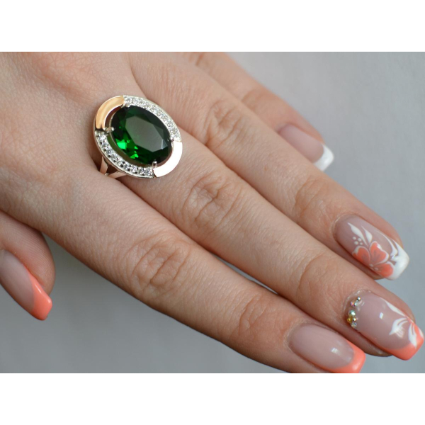 Серебряное кольцо со вставками из золота (037к)