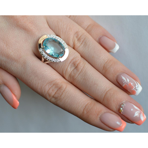 Серебряное кольцо со вставками из золота (037к)