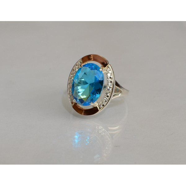 Серебряное кольцо со вставками из золота (037к)