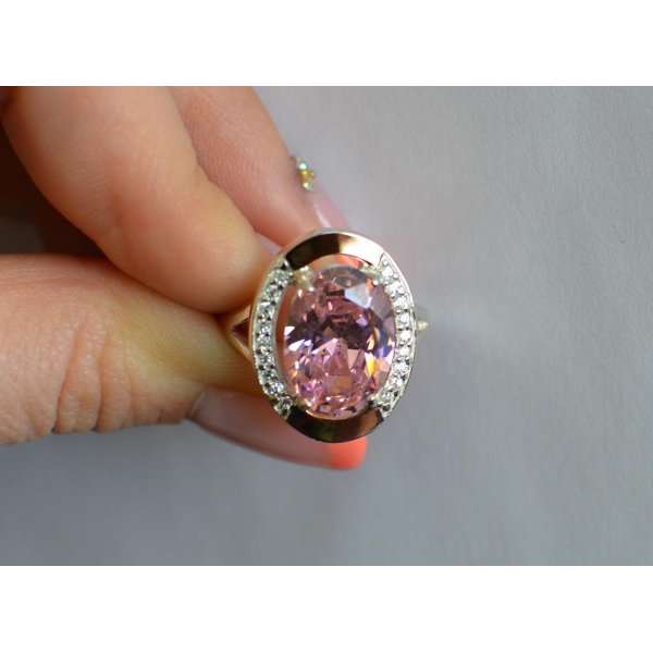 Серебряное кольцо со вставками из золота (037к)