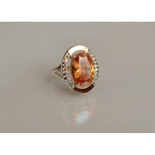 Серебряное кольцо со вставками из золота (037к)