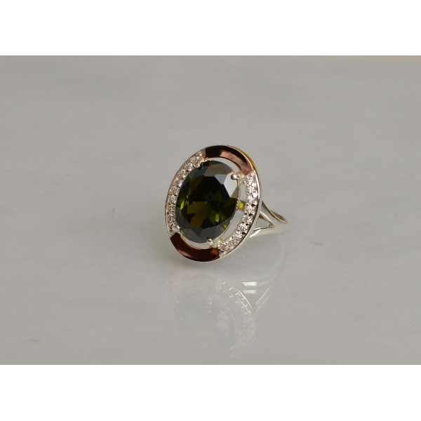 Серебряное кольцо со вставками из золота (037к)