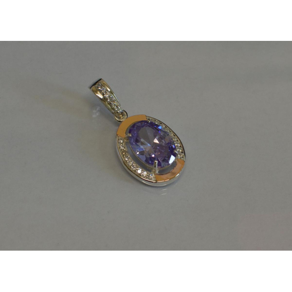 Серебряная подвеска со вставками из золота (037п)