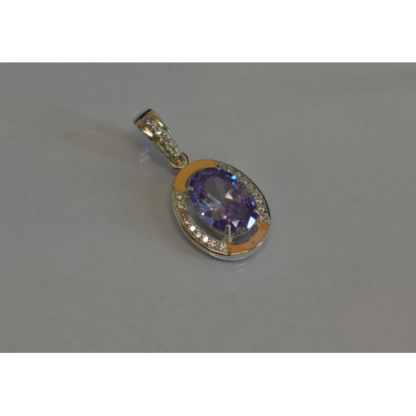 Серебряная подвеска со вставками из золота (037п)