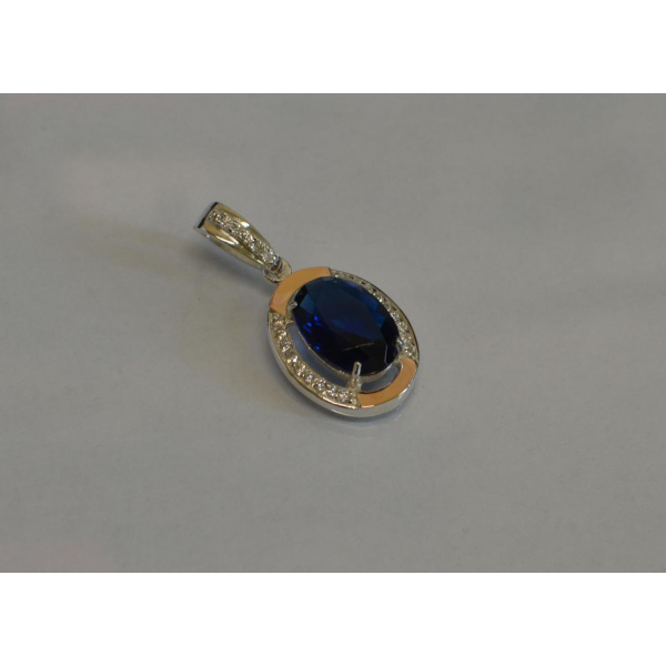 Серебряная подвеска со вставками из золота (037п)