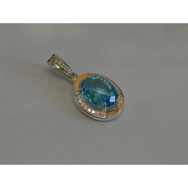 Серебряная подвеска со вставками из золота (037п)