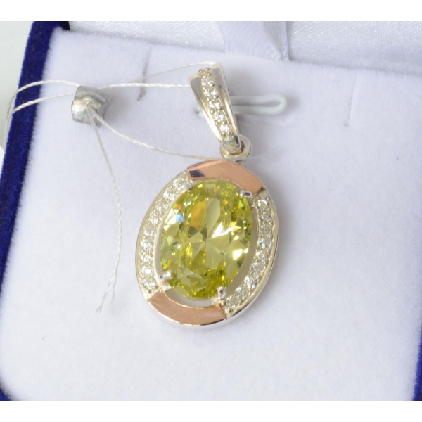 Серебряная подвеска со вставками из золота (037п)