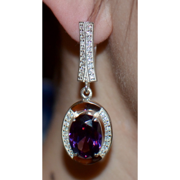 Серебряные серьги со вставками из золота (037с)