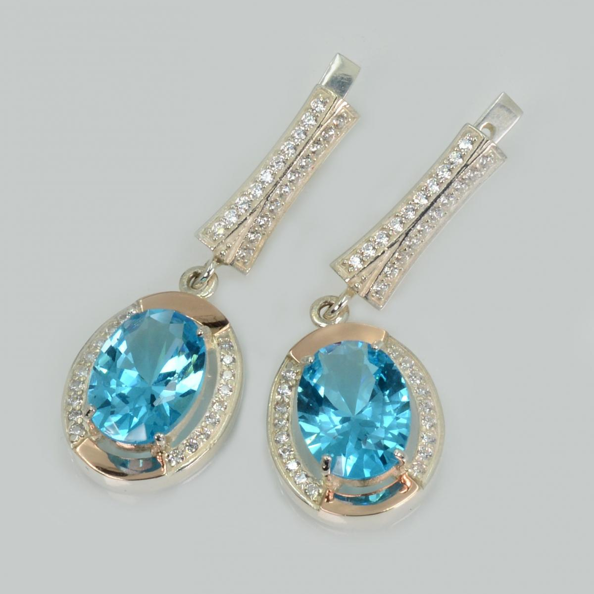 Серебряные серьги со вставками из золота (037с)