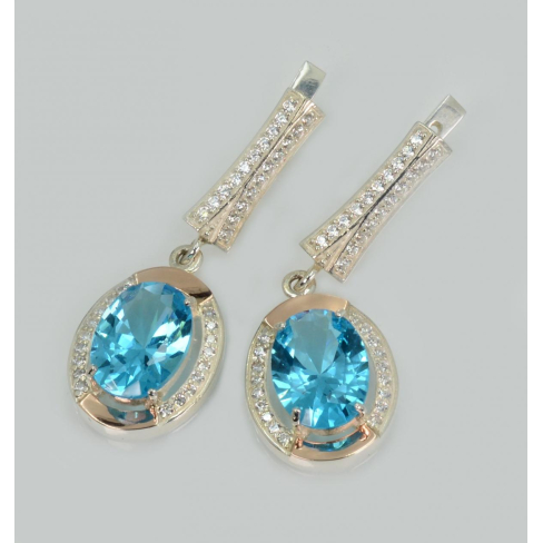 Серебряные серьги со вставками из золота