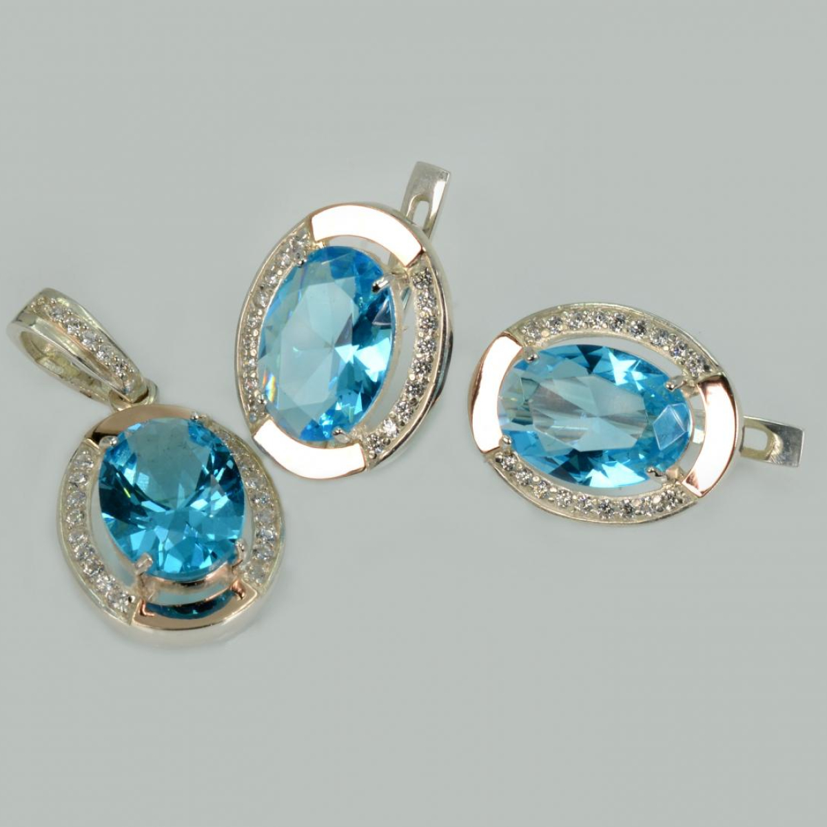 Серебряный набор серьги и подвес (037сп)