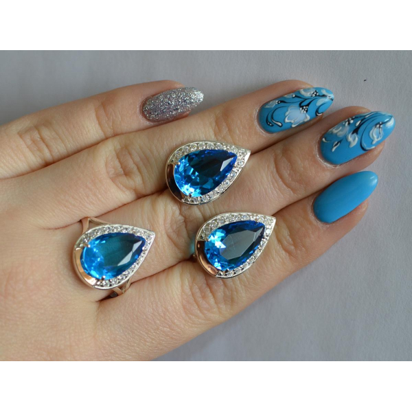 Серебряный гарнитур с золотом (038-2)