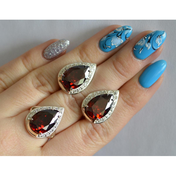 Серебряный гарнитур с золотом (038-2)