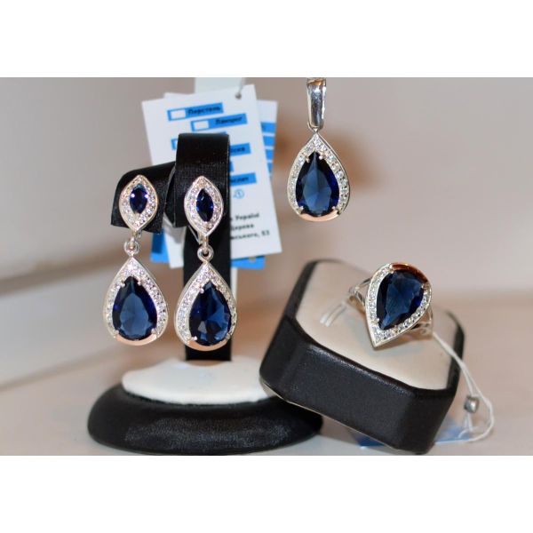 Серебряный набор с напайками из золота (038)