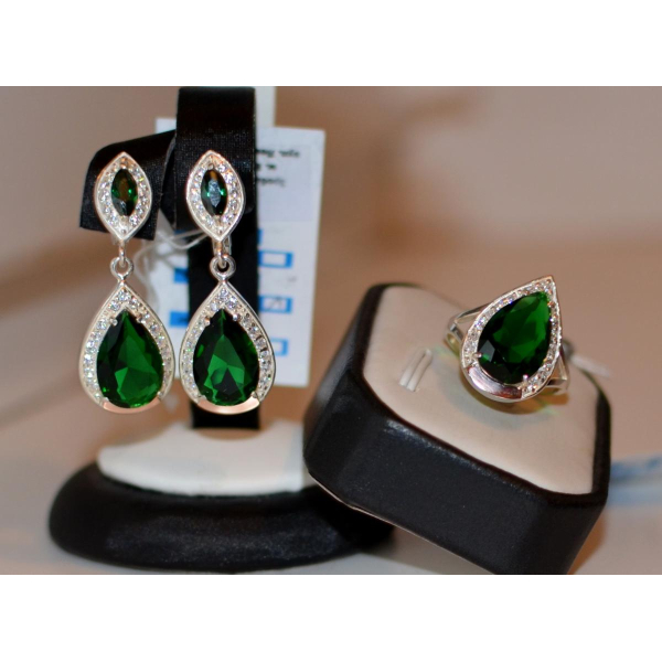 Серебряный набор с напайками из золота (038)