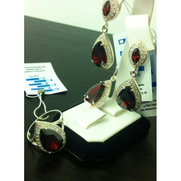 Серебряный набор с напайками из золота (038)