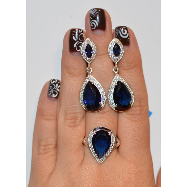 Серебряный набор с напайками из золота (038)