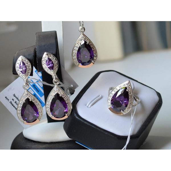 Серебряный набор с напайками из золота (038)