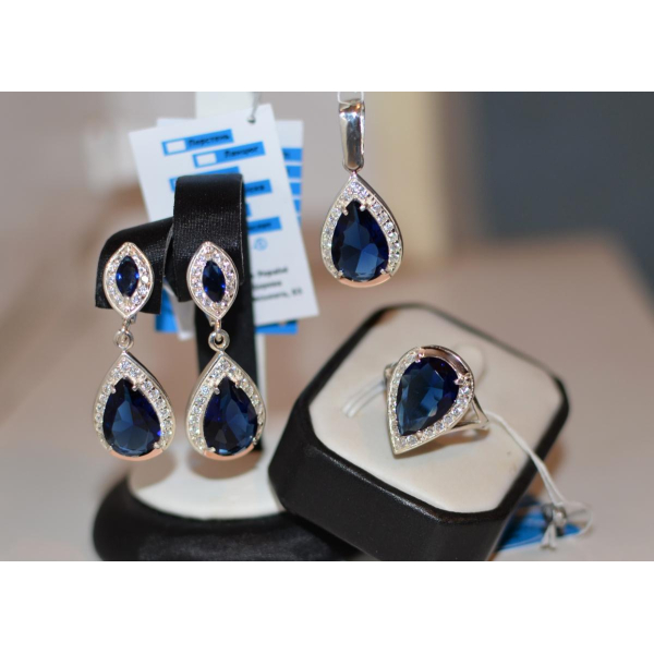 Серебряный набор с напайками из золота (038)