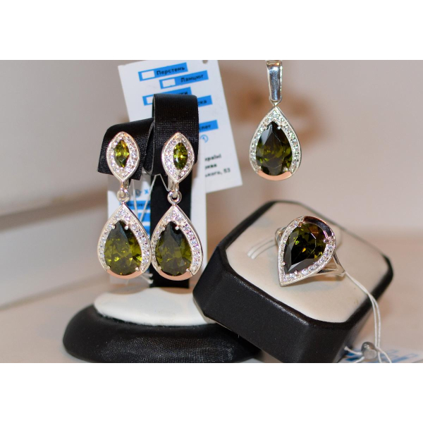 Серебряный набор с напайками из золота (038)