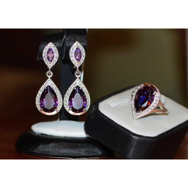 Серебряный набор с напайками из золота (038)