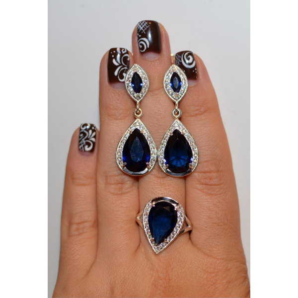 Серебряный набор с напайками из золота (038)