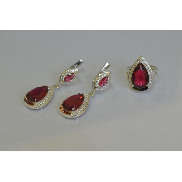 Серебряный набор с напайками из золота (038)