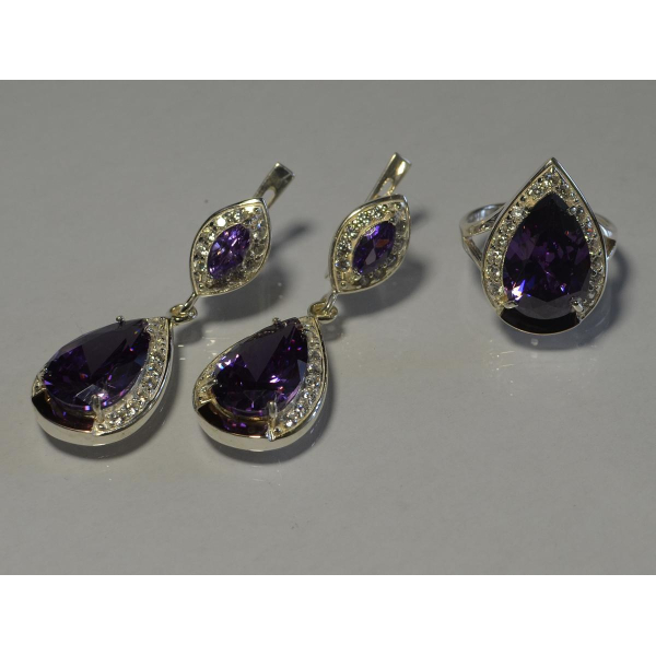 Серебряный набор с напайками из золота (038)