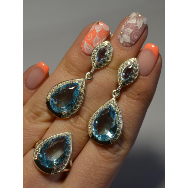 Серебряный набор с напайками из золота (038)