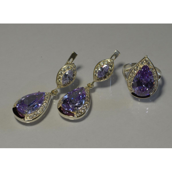 Серебряный набор с напайками из золота (038)