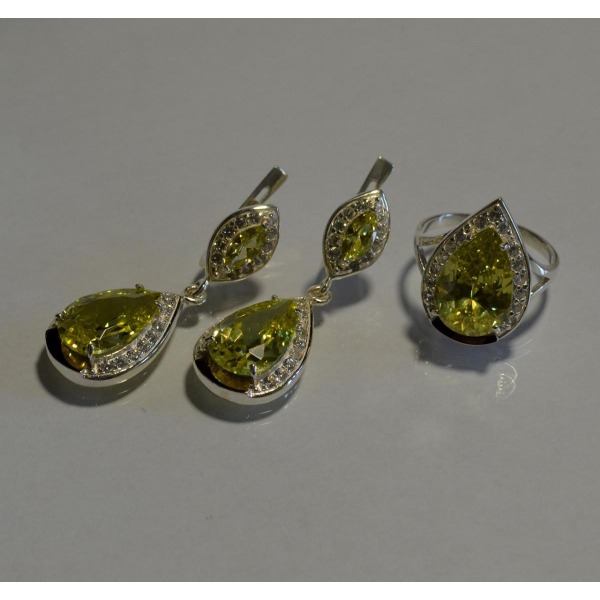 Серебряный набор с напайками из золота (038)