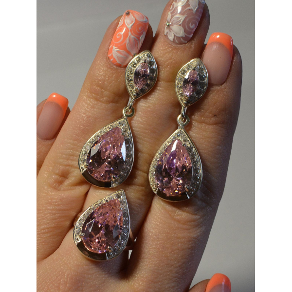 Серебряный набор с напайками из золота (038)