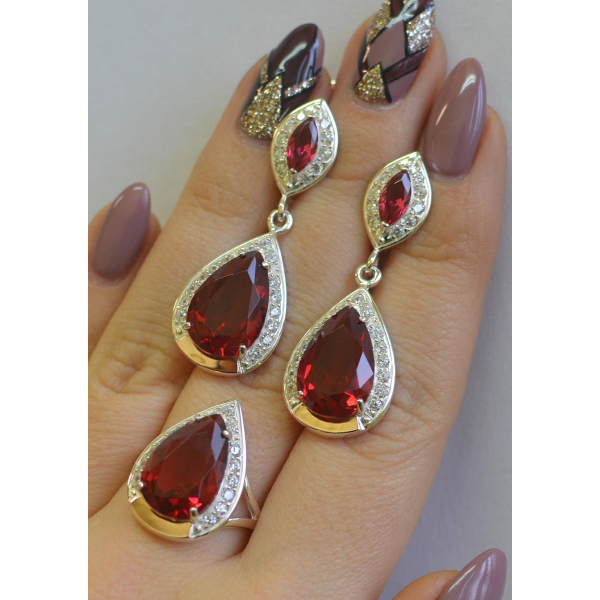 Серебряный набор с напайками из золота (038)