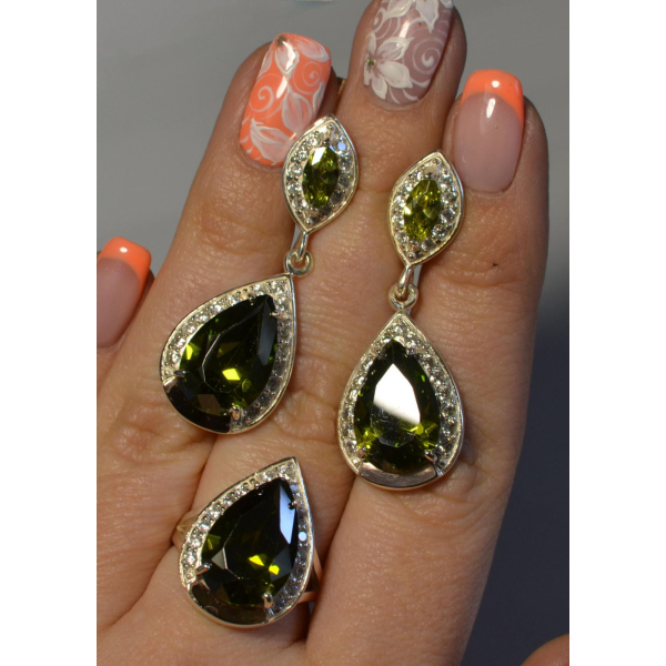 Серебряный набор с напайками из золота (038)