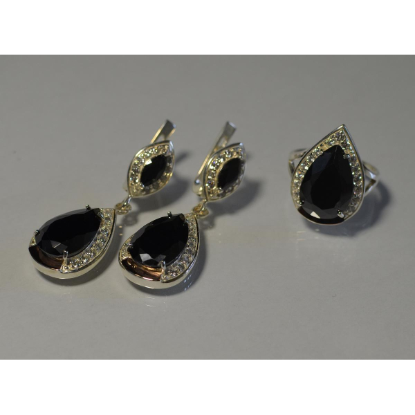 Серебряный набор с напайками из золота (038)