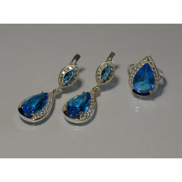 Серебряный набор с напайками из золота (038)