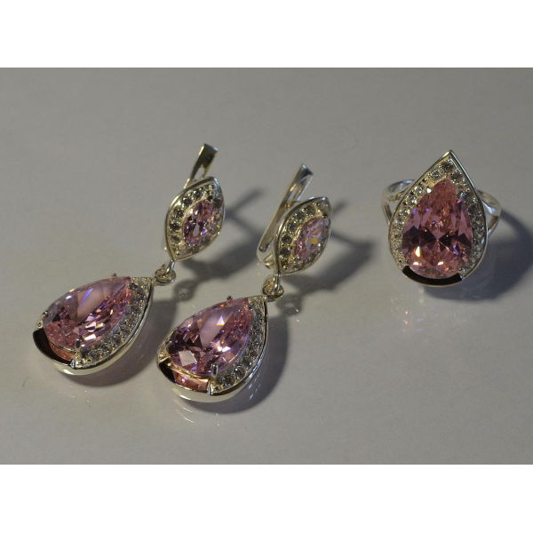 Серебряный набор с напайками из золота (038)