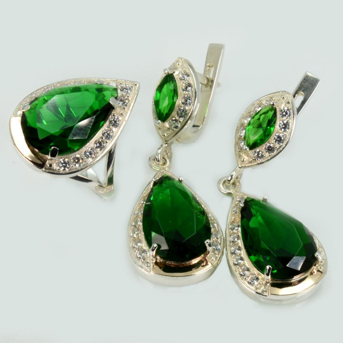 Серебряный набор с напайками из золота (038)