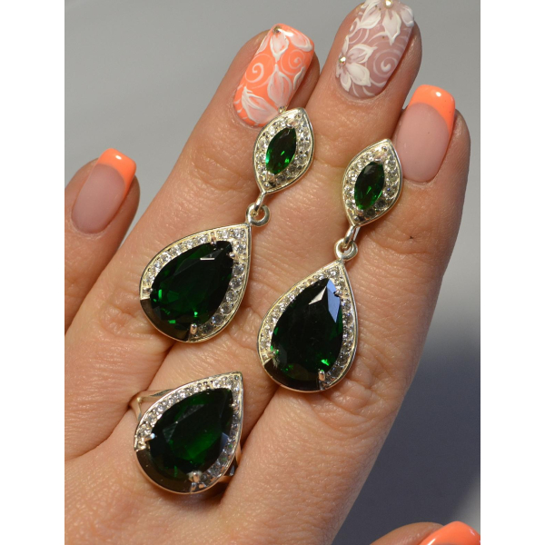 Серебряный набор с напайками из золота (038)