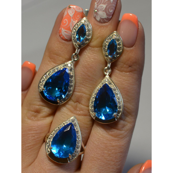 Серебряный набор с напайками из золота (038)