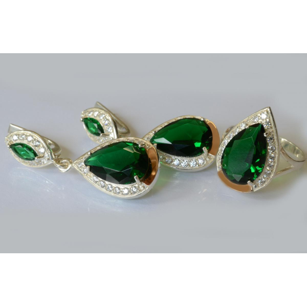 Серебряный набор с напайками из золота (038)