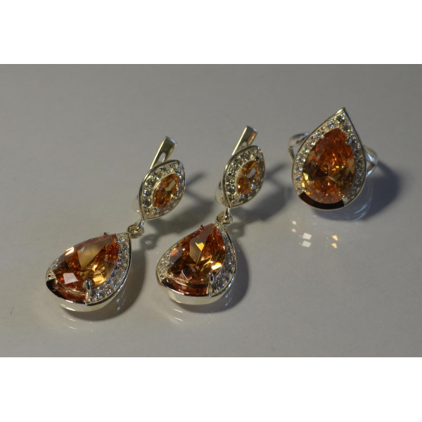 Серебряный набор с напайками из золота (038)